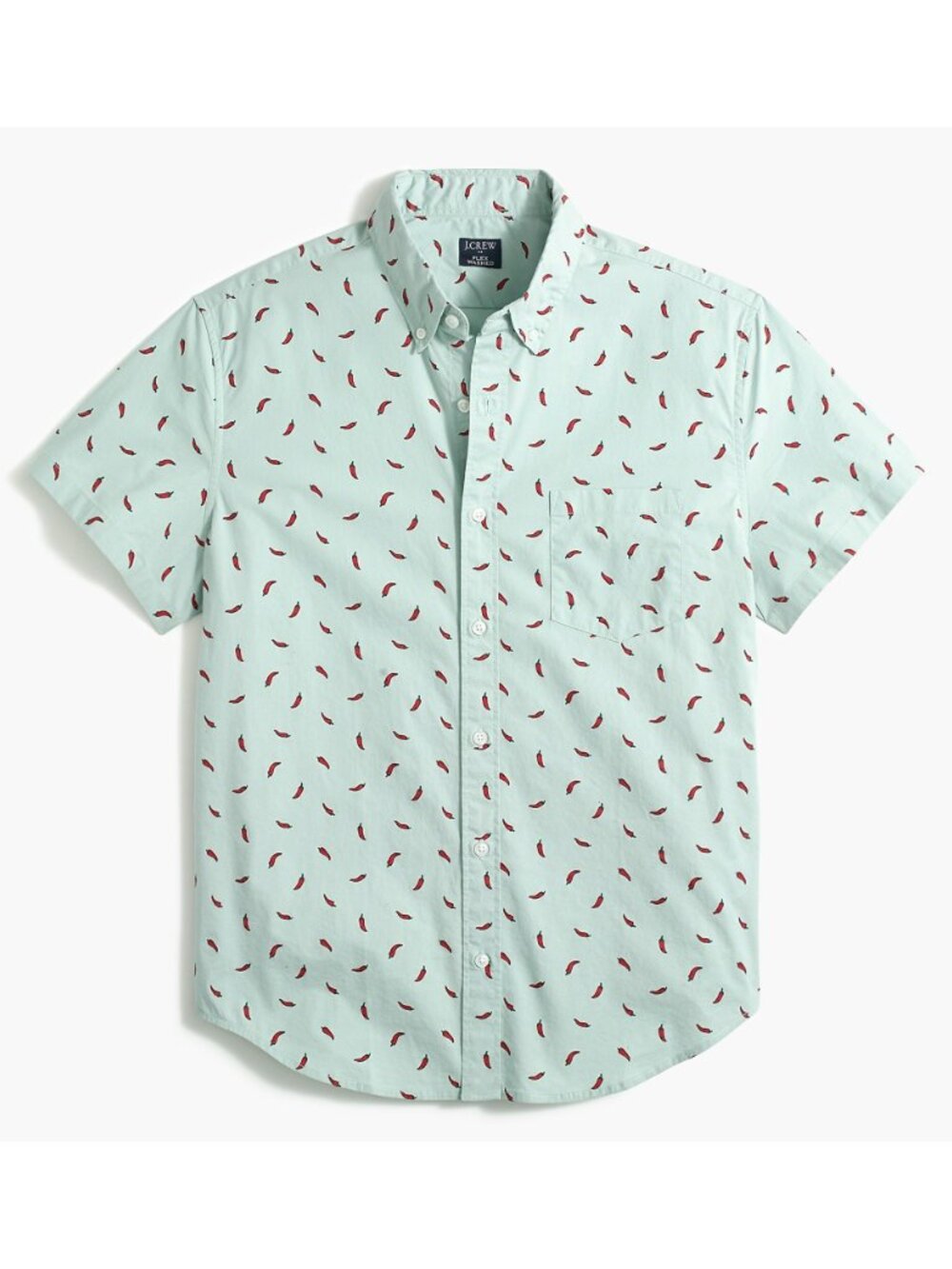 J.CREW Men's Short-Sleeve Slim Hot Pepper Print Shirt Size S in Pepper Mint Red